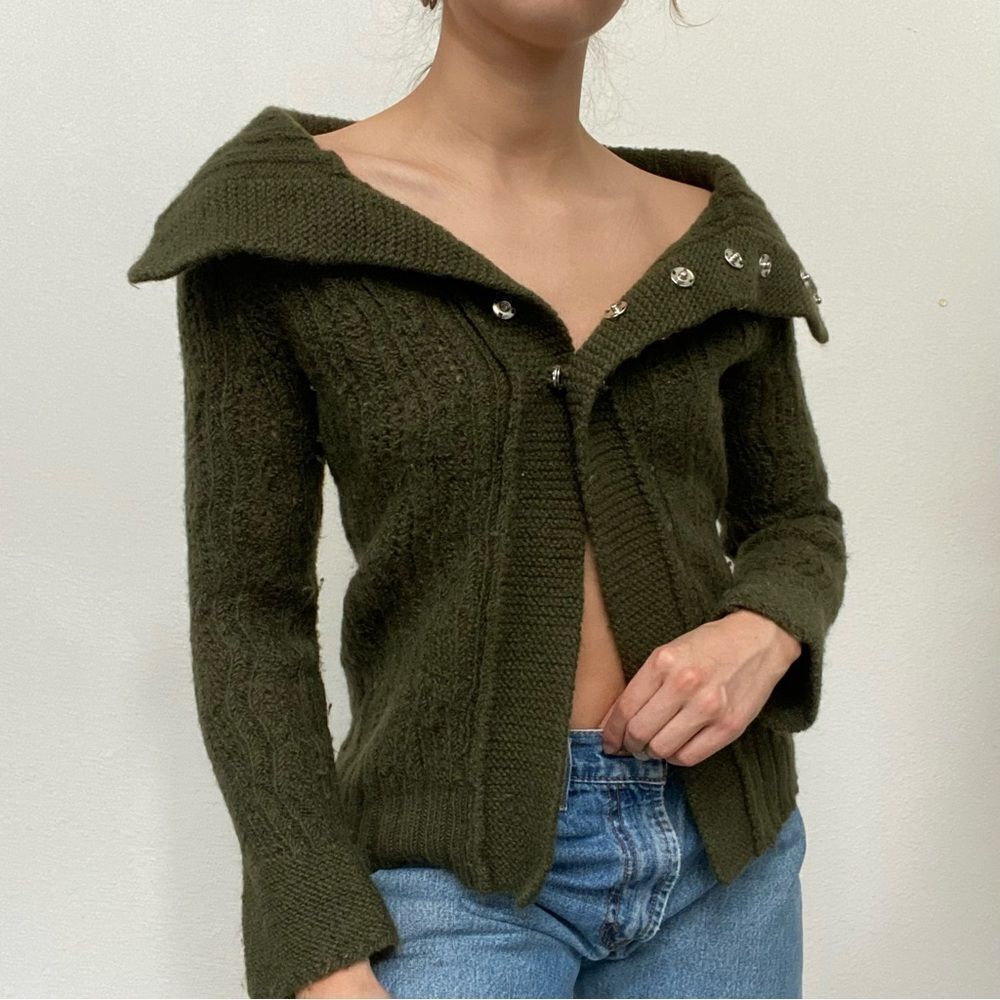 Free People Olive Green Sweater Cardigan